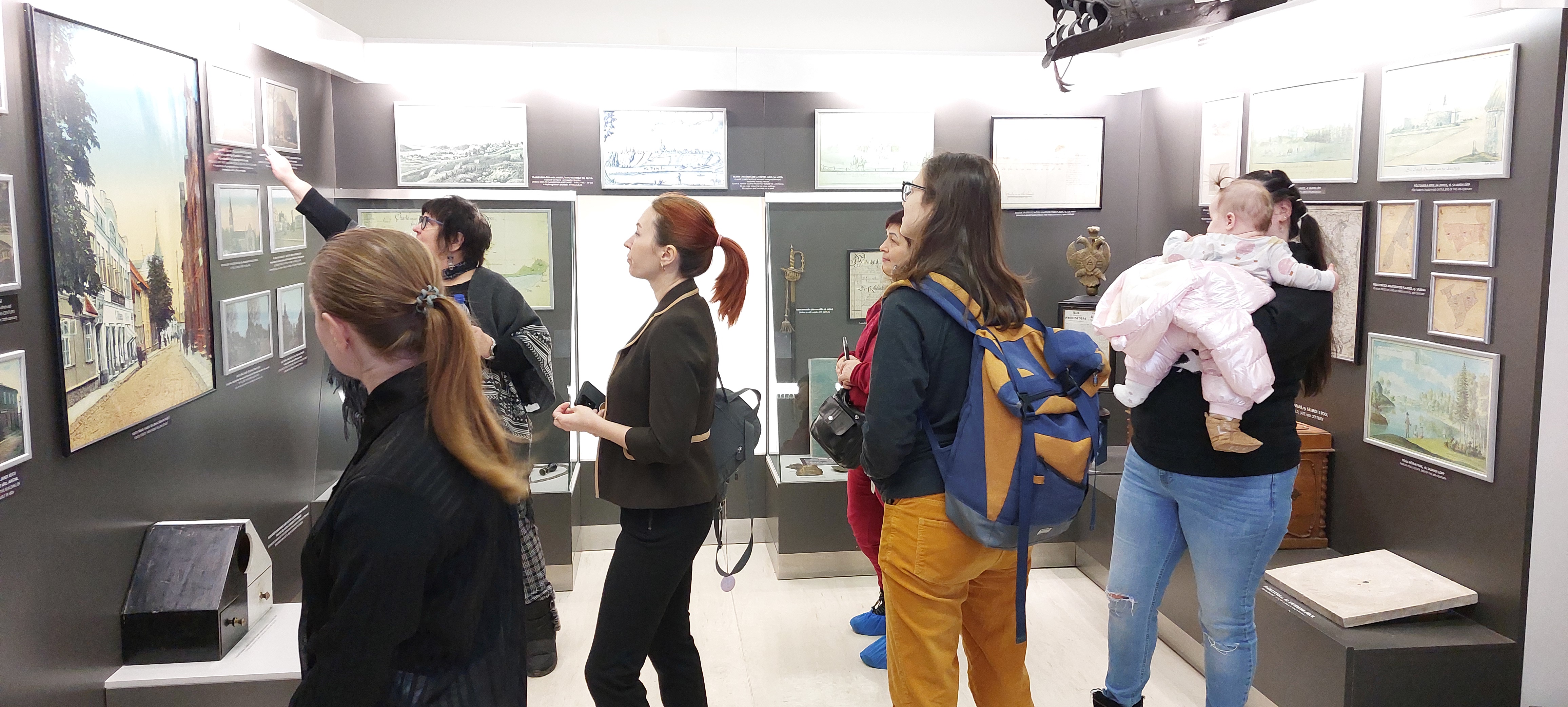 People gathered at an art show