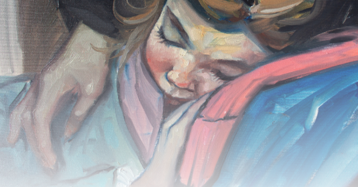 painting of a resting child 