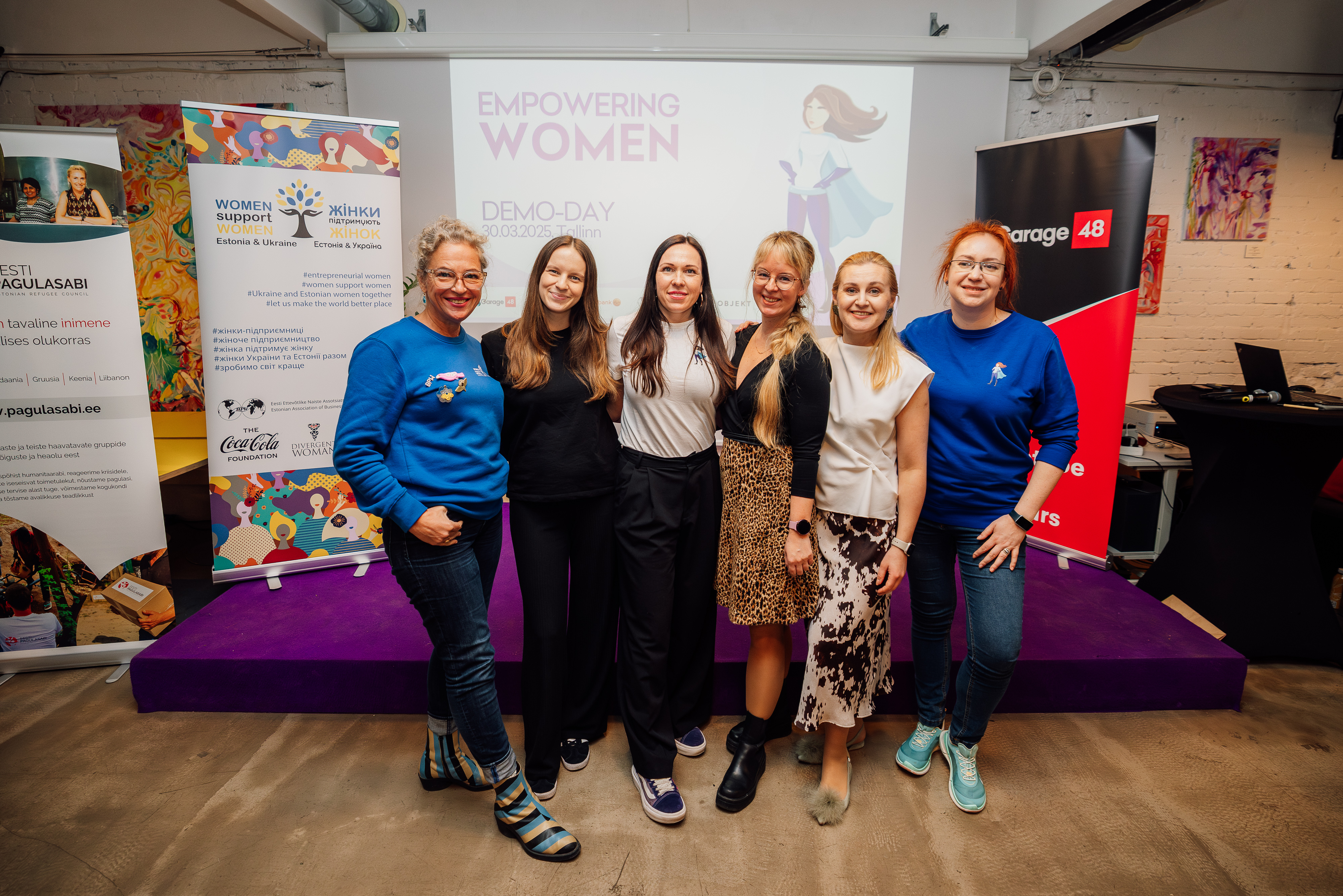 Group of women with roll ups on the background 
