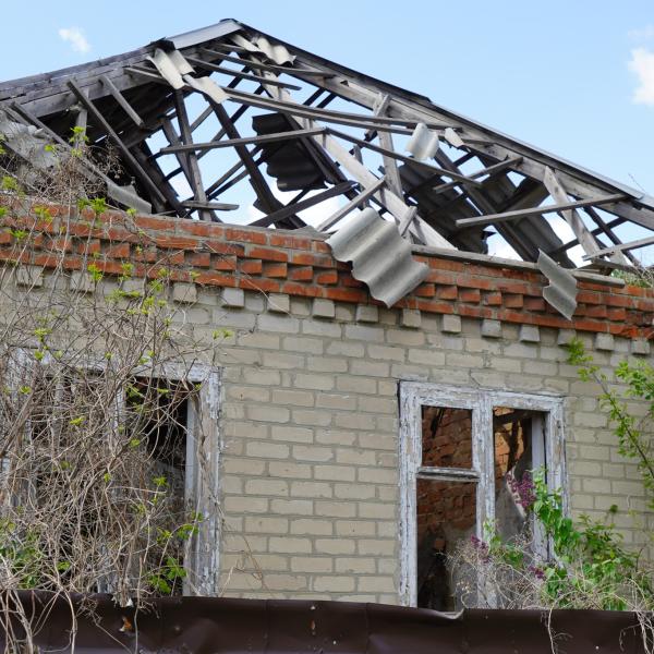 War-torn house in Ukraine