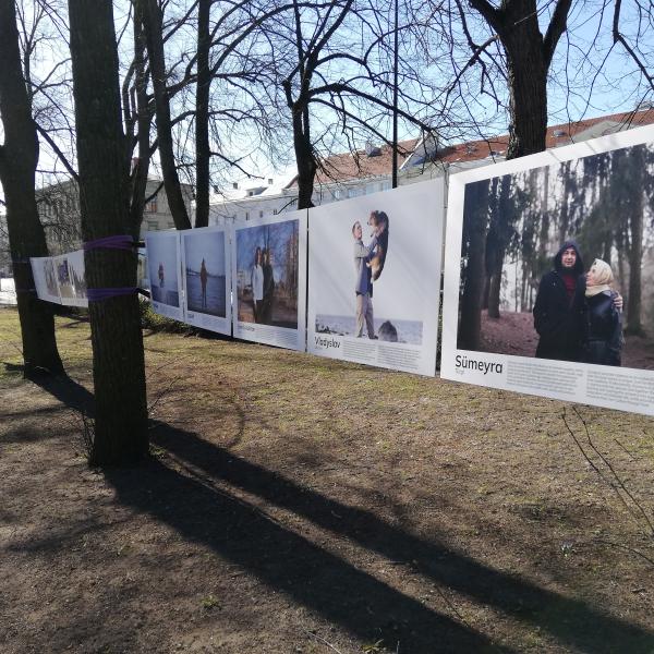Art work in a sunny park in Tartu 