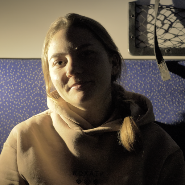 Bodhana on a train to Kharkiv